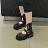 Chaussures décontractées Chunky Bout rond Mary Jane Plate-forme Muffin pour femmes évidée Roman Single Shoe Zipper Boucle de ceinture High Top Cool Boots