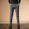 Jesień ekskluzywne mężczyźni swobodne spodnie grube bawełniane i lniane męskie spodnie proste spodnie biznesowe Plus Size 38 240309