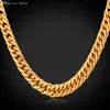 Collana a catena in oro intero da uomo 18K Stamp 18K placcato oro reale 6MM 55CM 22 collane Classic Curb Catena cubana Hip Hop Uomo 173d