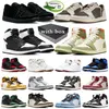 Z Box Jumpman 1 Buty do koszykówki 1S J1 Low Sneakers Women Reverse Mocha Olive Black Phantom Satin Satin Hoded Men Celadon Treners Sports