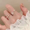 Cluster Rings KADRUFI Y2K Simple Luxury Moonstone Opening For Women Korean Fashion Sweet Adjustable Finger Ring Jewelry Anillos Gift