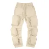 Hip Hop Street Przypadkowe spodnie Dna moda 3D wiele kieszeni spodnie towarowe joggery sznurka zamek błyskawiczny worki dresowe xl
