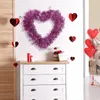 Dekorativa blommor 30 cm kärlek hjärtkrans kreativ vägg hängande husdjur hjärtformad krans valentin dag dekoration