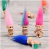 Dockor Colorf Hair Troll Doll Familjmedlemmar pappa Mummy Baby Boy Girl Leprocauns Dam trolls Toy Gifts Happy Love WCW384 Drop Delivery Dhcea