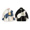 Giacche da uomo Harajuku Color Block Zipper Giacca in lana d'agnello Uomo Donna Inverno Sherpa Fleece Cappotto imbottito in cotone Streetwear Outwear Drop D Dhlmc