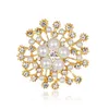 Luxe aangepaste designer legering Legering Gold Rhinestone Flower Pearl -broches Pin 2458