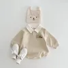 7389 Ins bébé vêtements dessin animé anglais à manches longues vêtements d'escalade automne ours imprimer garçons vêtements 240305