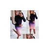 Basic & Casual Dresses Lady Elegant Dress Womens New Long Sleeve Stretch Bodycon Plain Tunic Gradient Dresses Clothes Drop Delivery A Dha2X