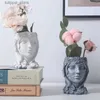 Vasi Vaso da fiori Vaso in resina Dea Nordic Pot Head Womans Face Scultura Vaso Home Decor Accessori Art Ornament Da tavolo L240309