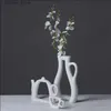 Vases Mode moderne Style blanc en céramique table fleur mariage décoratif Vase 3 tailles décoration de la maison accessoires théière vase L240309