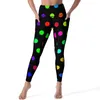 Dameslegging Blauw Wit Polka Dot Yogabroek Zakken Vintage Patroon Sexy Push Up Esthetische Sportlegging Rekbaar