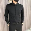 Designer camisa mens vestido camisa moda sociedade homens cor sólida negócios casual mens manga longa tamanho M-5XL