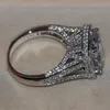 Size 5-11 Luxury Jewelry 8CT Big Stone White sapphire 14kt white gold filled GF Simulated Diamond Wedding Engagement Band Ring lov261N