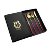 Flatware Sets Fashion Stainless Steel Golden Cutlery Flatware Sets Black Luxury Dinnerware Kitchen Mirror Polishing Fork Spoons Knives Dhglz