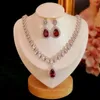 Fine Jewelry Sets For Women S925 Water Vintage Drop Cubic Zirconia Created Gemstone Necklaces Earring Bridal Wedding Bijoux 240305