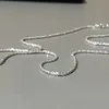Slim S925 Silver Sparkling Glitter Clavicle Chain Necklace Chain Female Chain Necklace for Women Girl Italy Jewelry 45cm323Y