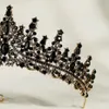 Efily Barok Vintage Zwarte Strass Kroon Tiara Kristal Bruiloft Haaraccessoires Vrouwen Hoofdband Koningin Prinses Hoofd Sieraden 240301