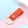 Nyckelringar Fashion Pu Leather Keychain Business Gift Ring Men Kvinnor Bilband Midja Wallet Keychains Drop Leverans smycken DHJJ3