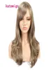 Syntetisk lång blond peruk Blond Mix Brown Color Natural Wave Wigs For Women With Bangs Cosplay Hair Style64699113018445