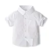 Conjuntos de roupas Wankitoi Baby Boy Roupas Ternos Criança Verão Formal Camisa Curta Bowtie Suspender Shorts Set Cavalheiro Roupas de Casamento