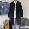 Heren Trenchcoats Casual Mannen Lange Denim Trenchcoats Jas Enkele Breasted Zakken Windjack Heren Losse Plus Size Blauwe Jas Herfst Dhiao