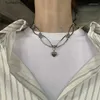 Pendentif Colliers Pendentif colliers mode coréenne métal coeur perles collier pour femmes Cool esthétique charme clavicule chaîne Vintage Tren bijoux L240309