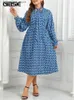 Urban Sexy Dresses Gibsie Plus Size Bow Tie Neck Belted Print Long Dress Women