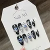 Handmade Long Coffin Press on Nails Glitter Reusable False Nails Suqare Artifical Acrylic Full Cover Nail Tips For girl XS S M L