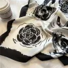 Preto branco designer letras impressão flor lenço de seda bandana para mulheres moda alça longa saco cachecóis paris ombro tote bagagem fita cabeça envoltórios 70x70cm