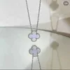 Designer Necklace VanCF Necklace Luxury Diamond Agate 18k Gold Thickened Gold Purple Jade Marrow Lucky Clover Fashion New Necklace Light Luxury