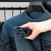 남자 스웨터 고품질 O- 넥, 남성 두꺼운 풀버 인쇄 럭셔리 니트 한국 2024 가을/겨울 따뜻한 옷