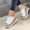 Femmes été Peep Toe compensées sandales à talons plate-forme chaussures décontracté dames pantoufles en plein air chaussures de plage diapositives de mode Sandalias 240228