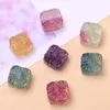 Loose Gemstones 10 Pcs/lot Natural Fluorite Stone Carved Wealth Square Shape Bead With Hole Colorfu Crystal For Jewelry Making Diy Accessory