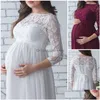 Robes de maternité femmes robe de douche de bébé accessoires de photographie vêtements de grossesse robe Maxi en dentelle pour Po livraison directe Dh8U2