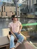 Men's T-Shirts designer brand 2023SS Bar New Flocking Curled Double Color Women's T-shirt Versatile East Gate Hot Selling Style IN Little Red DYEP