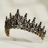 Efily Barok Vintage Zwarte Strass Kroon Tiara Kristal Bruiloft Haaraccessoires Vrouwen Hoofdband Koningin Prinses Hoofd Sieraden 240301