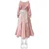 Женский весенне-осенний костюм большого размера, французский розовый свитер, платье на подтяжках, комплект из двух предметов 240309