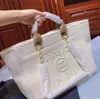 Borse per la spesa di nuova marca Borse Borsa da spiaggia perlata Borsa da donna portatile di tendenza alla moda ad alta capacità in telaXPPZ