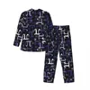 Men's Sleepwear Pajamas Men Purple Math Print Bedroom Pieces Of Pi 2 Piece Vintage Pajama Set Long Sleeves Warm Oversized Home Suit