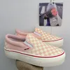 519 Sapatos Canvas de espessura Mulheres única Casual Rosa Padrão quadriculado Feminino Branco Branco Deslize Meninas Estudantes 89 627 5