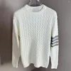 Men's Sweaters 2024 Autumn And Winter Simple Brocade Sweater Fashion Twist Stripes Casual Round Neck Warm Pullover