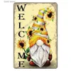 Metal Painting Welcome Poster Metal Plate Vintage Pumpkin Sunflower Bird Metal Tin Signs Wall Decor Garden Door Cafe Party Living Room Gift T240309