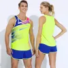 Polos Hommes Femmes Ensembles de course Nom personnalisé gratuit Marathon Costume de jogging Gilet + Short ensemble Kits de course de gymnastique Vêtements d'athlétisme Jogging