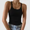 Camisoles Tanks A Day Top Femmes PU Cuir Cou Sans Manches Solide Camisole Crop Tank V Shirt Juniors