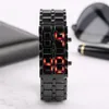 Fashion Men Watch Mens Watches Full Metal Digital Wrist Watch Red LED Samurai for Men Boy Sport Simple Watches relogio masculino1284G