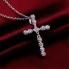 45 cm Crystal 14k White Gold Necklace Wedding Charms Women Lady Noble Fashion Jewelry Classic Cross Nice Gift