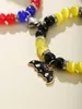 Charm Bracelets 2 Pcs Of Couples Fashion All-matching Yellow And Red Beaded Pendant Elastic Retractable Heart Shape Magnetic