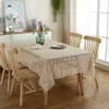 Crochet Hollow Tablecloth Home Decorative Rectangle Fabric Lace Beige Bedroom Coffee Table for Living Room Cover Cloth Mat 211103268g