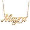 Mayra nom collier pendentif pour femmes filles cadeau d'anniversaire plaque signalétique personnalisée enfants meilleurs amis bijoux en acier inoxydable plaqué or 18 carats