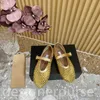 2024 Fashion Show Fishnet And Strass Ballet Flats Full Diamond Flats For Women Designer Dress Shoes Non-Slip Rubber Sole Flats Mary Genuine Leather Luxury Shoes